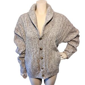 Vintage Pendleton Wool‎ Cardigan Mens Cable Knit Shawl Collar Beige Medium